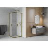 Mexen Rio, štvorcový sprchovací kút s posuvnými dverami 80(dvere) x 80(dvere) x 190 cm, 6mm sklo námraza, zlatý profil, 860-080-080-50-30