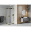Mexen Rio, štvorcový sprchovací kút s posuvnými dverami 80(dvere) x 80(dvere) x 190 cm, 6mm sklo námraza, zlatý profil, 860-080-080-50-30