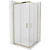Mexen Rio, štvorcový sprchovací kút s posuvnými dverami 90(dvere) x 90(dvere) x 190 cm, 6mm sklo námraza, zlatý profil, 860-090-090-50-30