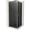Mexen Rio, štvorcový sprchovací kút s posuvnými dverami 80(dvere) x 80(dvere) x 190 cm, 6mm šedé sklo, zlatý profil, 860-080-080-50-40