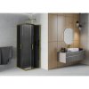 Mexen Rio, štvorcový sprchovací kút s posuvnými dverami 80(dvere) x 80(dvere) x 190 cm, 6mm šedé sklo, zlatý profil, 860-080-080-50-40