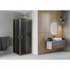 Mexen Rio, štvorcový sprchovací kút s posuvnými dverami 80(dvere) x 80(dvere) x 190 cm, 6mm šedé sklo, zlatý profil, 860-080-080-50-40