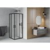 Mexen Rio, štvorcový sprchovací kút s posuvnými dverami 70(dvere) x 70(dvere) x 190 cm, 6mm sklo námraza, čierny profil, 860-070-070-70-30
