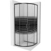 Mexen Rio, štvrťkruhový sprchovací kút s posuvnými dverami 70(dvere) x 70(dvere) x 190 cm, 6mm číre sklo s pásikmi, čierny profil, 863-070-070-70-20