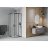 Mexen Rio, štvrťkruhový sprchovací kút s posuvnými dverami 80(dvere) x 80(dvere) x 190 cm, 6mm sklo námraza, čierny profil, 863-080-080-70-30