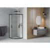 Mexen Rio, štvrťkruhový sprchovací kút s posuvnými dverami 80(dvere) x 80(dvere) x 190 cm, 6mm sklo námraza, čierny profil, 863-080-080-70-30