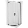 Mexen Rio, štvrťkruhový sprchovací kút s posuvnými dverami 80(dvere) x 80(dvere) x 190 cm, 6mm sklo námraza, čierny profil, 863-080-080-70-30