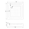 Mexen Rio, štvorcový sprchovací kút s posuvnými dverami 80(dvere) x 80(dvere) x 190 cm, 6mm šedé sklo, zlatý profil + biela sprchová vanička RIO, 860-080-080-50-40-4510