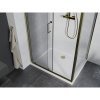Mexen Apia, sprchový kút s posuvnými dverami 100 (dvere) x 70 (stena) cm, 6mm číre sklo, zlatý profil + biela sprchová vanička SLIM, 840-100-070-50-00-4010G