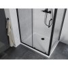 Mexen Apia, sprchový kút s posuvnými dverami 100 (dvere) x 70 (stena) cm, 6mm číre sklo, čierny profil + biela sprchová vanička, 840-100-070-70-00-4010B