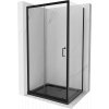 Mexen Apia sprchovací kút s posuvnými dverami 130 (dvere) x 70 (stena) cm, 5mm číre sklo, čierny profil + čierna sprchová vanička s čiernym sifónom, 840-130-070-70-00-4070B