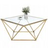 Tutumi, sklenený konferenčný stolík Glamour 80x80x45 CS-14G, zlatá, KRZ-06585