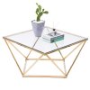 Tutumi, sklenený konferenčný stolík Glamour 80x80x45 CS-14G, zlatá, KRZ-06585