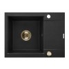 Invena Tesalia, 1-komorový granitový drez s odkvapkávačom 590x440x160 mm a zlatý automatický sifón, INV-AZ-01-Z42-B