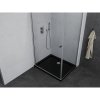 Mexen Pretoria, sprchovací kút 80 (dvere) x 70 (stena) cm, 6mm číre sklo, chrómový profil + čierna sprchová vanička, 852-080-070-01-00-4070