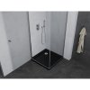 Mexen Pretoria, sprchovací kút 80 (dvere) x 80 (stena) cm, 6mm číre sklo, chrómový profil + čierna sprchová vanička, 852-080-080-01-00-4070