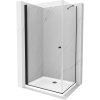 Mexen Pretoria, sprchovací kút 80 (dvere) x 120 (stena) cm, 6mm číre sklo, čierny profil + biela sprchová vanička, 852-080-120-70-00-4010B