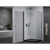 Mexen Pretoria, sprchovací kút 80 (dvere) x 100 (stena) cm, 6mm číre sklo, čierny profil + čierna sprchová vanička, 852-080-100-70-00-4070B