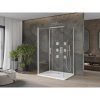 Mexen Omega, 3-stenový sprchovací kút s posuvnými dverami 120 (dvere) x 80 (stena) x 190 cm, 8mm číre sklo, chrómový profil + biela sprchová vanička SLIM, 825-120-080-01-00-3S-4010
