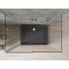 Mexen Omega, 3-stenový sprchovací kút s posuvnými dverami 140 (dvere) x 90 (stena) x 190 cm, 8mm číre sklo, chrómový profil + čierna sprchová vanička SLIM, 825-140-090-01-00-3S-4070