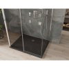 Mexen Omega, 3-stenový sprchovací kút s posuvnými dverami 140 (dvere) x 100 (stena) x 190 cm, 8mm číre sklo, chrómový profil + čierna sprchová vanička SLIM, 825-140-100-01-00-3S-4070