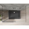 Mexen Omega, 3-stenový sprchovací kút s posuvnými dverami 140 (dvere) x 100 (stena) x 190 cm, 8mm číre sklo, chrómový profil + čierna sprchová vanička SLIM, 825-140-100-01-00-3S-4070