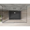 Mexen Omega, 3-stenový sprchovací kút s posuvnými dverami 140 (dvere) x 100 (stena) x 190 cm, 8mm číre sklo, chrómový profil + čierna sprchová vanička SLIM, 825-140-100-01-00-3S-4070