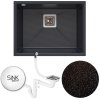 Sink Quality Argon 60, kuchynský granitový drez 550x420x225 mm + chrómový sifón, čierna, SKQ-ARG.C.1KBO.60.X