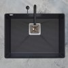 Sink Quality Argon 60, kuchynský granitový drez 550x420x225 mm + chrómový sifón, čierna, SKQ-ARG.C.1KBO.60.X