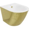Mexen Lena, závesný bidet 480x370x325 mm, biela - zlatý vzor, 35224808