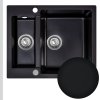 Sink Quality Ferrum, kuchynský granitový drez 605x495x210 mm + sifón, čierna, SKQ-FER.C.5KBO.X