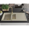 Mexen Andres, granitový drez 1000x500x200 mm, 1,5-komorový, béžová so zlatým sifónom, 6515101510-69-G