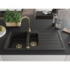 Mexen Andres, granitový drez 1000x500x200 mm, 1,5-komorový, čierna so zlatou metalízou a zlatým sifónom, 6515101510-75-G