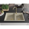 Mexen Tomas, granitový drez 800x500x190 mm, 2-komorový, béžová so zlatým sifónom, 6516802000-69-G