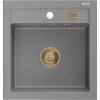 Mexen Vito, granitový drez 520x490x210 mm, 1-komorový, šedá so zlatým sifónom, 6503521000-71-G