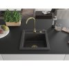 Mexen Vito, granitový drez 520x490x210 mm, 1-komorový, čierna škvrnitá so zlatým sifónom, 6503521000-76-G
