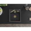 Mexen Vito, granitový drez 520x490x210 mm, 1-komorový, čierna škvrnitá so zlatým sifónom, 6503521000-76-G