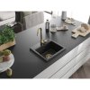 Mexen Milo, granitový drez 435x410x171 mm, 1-komorový, čierna-strieborná metalíza so zlatým sifónom, 6505441000-73-G