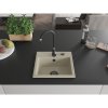 Mexen Milo, granitový drez 435x410x171 mm, 1-komorový, béžová s čiernym sifónom, 6505441000-69-B