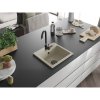 Mexen Milo, granitový drez 435x410x171 mm, 1-komorový, béžová s čiernym sifónom, 6505441000-69-B