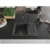 Mexen Enzo, granitový drez 576x465x174 mm, 1-komorový, čierna-škvrny s čiernym sifónom, 6506571005-76-B