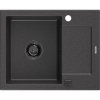 Mexen Enzo, granitový drez 576x465x174 mm, 1-komorový, čierna-škvrny s čiernym sifónom, 6506571005-76-B