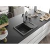 Mexen Enzo, granitový drez 576x465x174 mm, 1-komorový, čierna-škvrny s čiernym sifónom, 6506571005-76-B