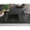Mexen Elias, granitový drez granitový 795x480x200 mm, 1-komorový, čierna-zlatá metalíza s čiernym sifónom, 6511791005-75-B