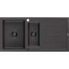 Mexen Andres, granitový drez 1000x500x200 mm, 1,5-komorový, čierna škvrnitá s čiernym sifónom, 6515101510-76-B
