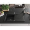 Mexen Cesar, granitový drez 775x470x190 mm, 1-komorový, čierna s čiernym sifónom, 6514771010-77-B