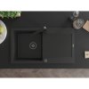 Mexen Leo, drez granitový 900x500x190 mm, 1-komorový, čierna s čiernym sifónom a čierna drezová batéria Rita, 6501-77-670300-70-B