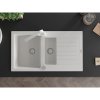 Mexen Matias, granitový drez 900x505x200 mm, 1,5-komorový a biela batéria Rita, biela, 6502-20-670300-20