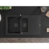 Mexen Matias, granitový drez 900x505x200 mm, 1,5-komorový a čierna batéria Rita, čierna škvrnitá, 6502-73-670300-70-B