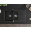 Mexen Matias, granitový drez 900x505x200 mm, 1,5-komorový a čierna batéria Rita, čierna, 6502-77-670300-70